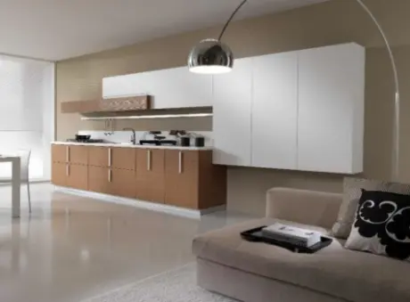 Bucătărie minimalistă modernă cu linii drepte și finisaje premium
