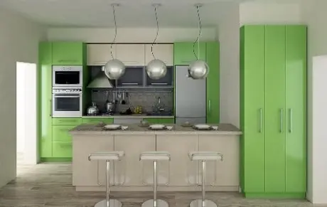 Mobilier de bucătărie modern cu suprafețe netede și elegante